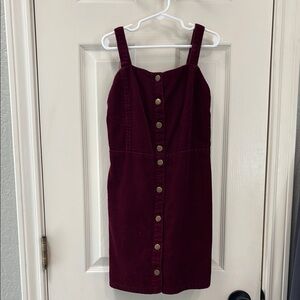 Burgundy Corduroy Button-Down Dress